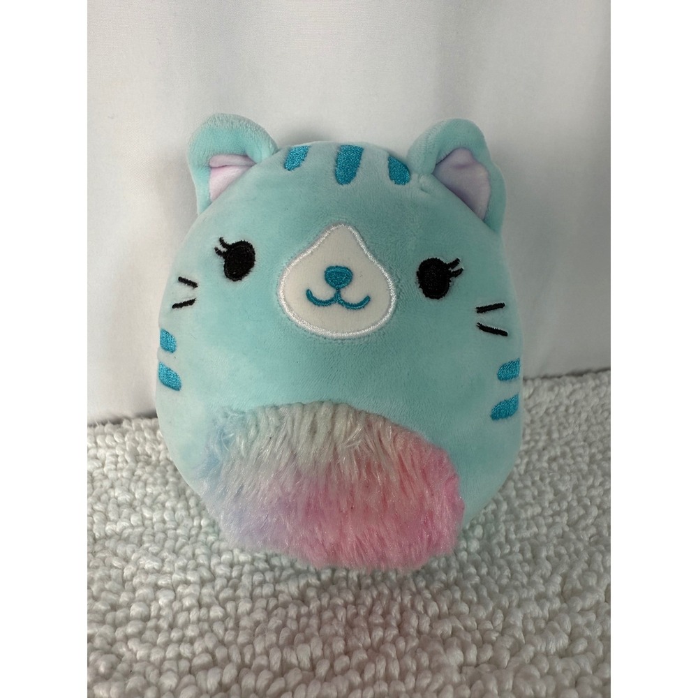 Squishmallows 5" Corrina‎ the Cat Turquoise Blue Pastel Rainbow Tummy